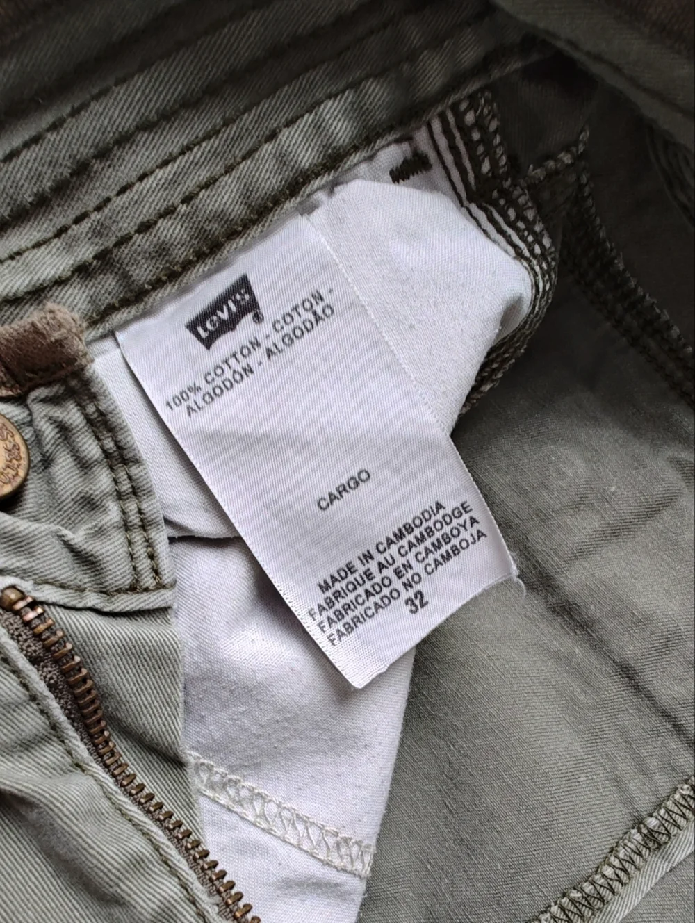 Levi’s Men’s Cargo Shorts Size 32 Sage Olive Green Heavy Duty Canvas Utility